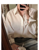 Riolio Korean Version Solid Color Elastic Fashionable Top Men Solid Color Free Long-sleeved Shirt for Autumn New High-end Trendy Shirt