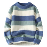 Riolio Men's Striped Sweater O-Neck Casual Knit Pullovers Fashion Long Sleeve Knitted Sweater Men Autumn Winter Warm Y2K Knitwear Tops