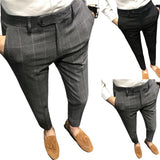 Riolio Spring Men Pants Korean Slim Fit Men Casual Ankle Length Pants Streetwear Men High Quality Black Gray Dress Suit Pant Man