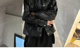 Riolio American Retro Shoulder Pad Short Leather Jacket Men's Spring Deconstruction High-end Fashion Trend Vintage Motorcycle Jacket