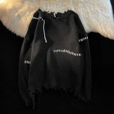 Riolio Vintage Hole Tassels Sweater Men Women Autumn Long Sleeves Kint Tops Fashion Loose Knitted Pullover Couples Unisex Streetwear