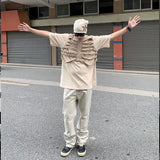 Riolio Skeleton Rib Vest Men's Summer Trendy Design High-end Sleeveless Hooded Vest American High Street Retro Jacket Aesthetic Chic