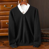 Riolio  Super Cashmere Sweater Men Thick Pullover Autumn Winter Warm Classic V-neck Clothes Male Jumper Jersey Hombre Pull Homme 4XL
