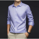 Riolio  Smart Casual Autumn Winter New Shirts Men Lapel Striped Single Breasted Korean Trend Fashion All-match Slim Long Sleeve Tops