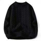 Riolio Men's Round Neck Sweater Solid Color Loose-fit Knitted Top For Autumn Casual Wear Inner Wear Sensible Style Knitwear