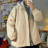 Riolio Hooded Cargo Jackets Men Autumn Fake Two Pieces Zipper Coats College Oversize Baggy Streetwear Ins Baseball Windbreaker Classic