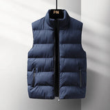 Riolio Casual Plus Size Men's Cotton Vest High Quality Autumn Winter Fashion Men Jacket Warm Stand Collar Sleeveless Men's Top Vests