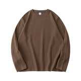 Riolio 260G Men's Autumn Heavyweight Premium Waffle Basic T-shirt Long Sleeve Simple Solid Color Delicate White Tees Casual Daily Tops
