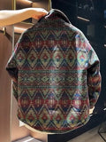 Riolio Retro Ethnic Sle Embroidered irt Jaet Men's Casual Versatile Trendy Brand Haome Loose Fit Cotton Blend Spring Autumn
