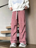 Riolio Corduroy Parachute Pants Men Pink Wide Leg Trousers Male Streetwear Hip Hop Harajuku Loose Casual Japanese Sweatpants