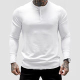 Riolio New Man Fashion T Shirt Casual Fashion Plain Color Long sleeve High Quality Slim Polo Shirt Men Gym Fitness T-shirt