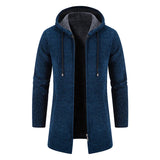 Riolio Men's Winter Padded Jacket Thick Fleece Long Jackets Coat Knitting Sweaters Hooded Zipper Cardigan Male Overcoat