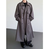Riolio  New Loose Trench men Long coat Autumn fashion Double-breasted Caslua trench Unique cuff design Korean street windbreaker