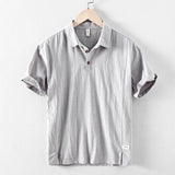 Riolio  Short-sleeve Linen Casual and Breathable Men's Shirt Versatile Summer Polo Shirt