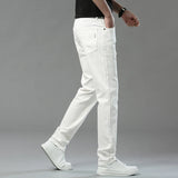 Riolio  Men White Jeans Fashion Business Casual Classic Style Slim Fit Soft Pure Cotton Trousers Male Brand Advanced  Stretch Pants