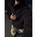 Riolio  Autumn American Corduroy New Retro Zipper Stand Collar Sweatshirt Men's Long Sleeve Top Loose Casual Jacket