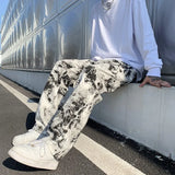 Riolio Printed jeans men Spring Tie dye Jeans Fashion trend Denim Trousers Korean Style High Street Straight Hip Hop Jean Pants man