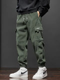 Riolio  Spring Autumn Men's Elastic Waist Casual Pants Stretch Straight Drawstring Harem Jogging Sports Trousers Fashion Male Clothing