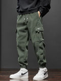 Riolio Spring Autumn Men's Elastic Waist Casual Pants Stretch Straight Drawstring Harem Jogging Sports Trousers Fashion Male Clothing