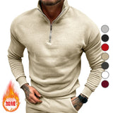 Riolio Autumn Thick Warm Knitted Sweaters Comfy Clothing Half Zip Fleece Winter Coat Solid Long Sleeve Turtleneck Shirts Pullover Men