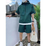 Riolio Shirts + shorts 2025 new style summer fashion youth Hooded Sportswear Men's Casual Two-piece Sets Male shorts and shirts men ﻿