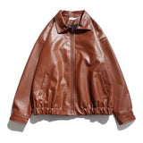 Riolio PU Leather Jackets Men Bomber Coats American Retro Streetwear Chic Handsome Zip-Up Y2k Clothes Cool Pure Minimalist Chaqueta New