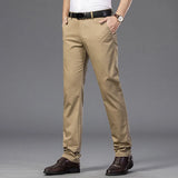 Riolio  Summer Men's Lce Silk Pants Ultra-thin Soft Comfortable Solid Color Elastic Business Casual Straight Trousers Luxury Brand Khaki