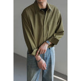 Riolio Spring Autumn New Fashion Turn-down Collar Long Sleeve Solid Blouse Men's Clothing Korean Loose Thin Button All-match Chic Shirt