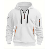 Riolio  Spring Autumn Men's Pullover Hoodies Fashion Mens Solid Color Multi-pocket Hooded Coats Mens Sports Zipper Sweatshirts Clothing