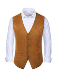 Riolio Men's Suede Leather Vest Vintage Denim Sleeveless Jacket Slim Fit Wedding Vest Vests for Men Suits High Quality Steampunk Man