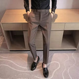 Riolio English Gentleman's Coffee Color Business Suit Pants Casual Draped Trousers For Men Fashionable Spring Autumn Small Foot