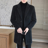 Riolio High-end Feel Men Fashion Handsome All Woolen Coat Suit Collar Long Trench Coat Woolen Coat Thick Casual  Winter Jacket Men