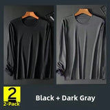 Riolio Men's Summer Lightweight Breathable Long Sve Casual Sun Protection Clothing Qui Dry round Ne T-irt for Youth Daily Use