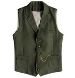 Riolio  Vintage Business Formal Wedding Vest with Pockets, Retro Office Party Sleeveless Jacket Office Party Slim Fit Business Waistcoa