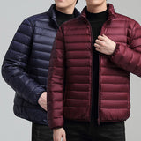 Riolio Autumn and Winter New Lightweight Down Jacket with Solid Standing Collar Casual and Versatile Warm Down Jacket for Men and Wome