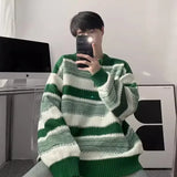 Riolio Autumn Winter Striped Sweater Men Casual Knitted Pullover Korean Fashion Streetwear Men Clothing New Oversized Sweater Male