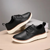 Riolio  Men's Shoes PU Fabric Spring and Autumn Brown Men's Casual Shoes Black Comfortable Classic Walking Shoes Flat Bottom