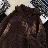 Riolio Hip hop trend men and women personality hooded knit shirt  American couple autumn and winter loose fitting Harajuku casual top
