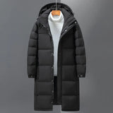 Riolio Men Winter Long Duck Down Coats Hooded Casual Down Jackets High Quality Male Outdoor Windproof Warm Winter Jackets Mens Clothing