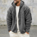 Riolio  Men's Autumn and Winter Double-Sided Fleece Warm Jacket  Loose Hooded Casual Jacket