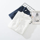 Riolio Japanese Retro Long-sleeved Linen Shirt Men's Summer New Loose Pullover Square Collar Shirt Casual Cotton Linen Top Aesthetic