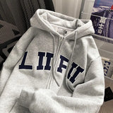 Riolio  American Spring and Autumn Men and Women Trendy Personalized Letter Printed Hoodie Couple Loose Hip Hop Retro Casual Top y2k
