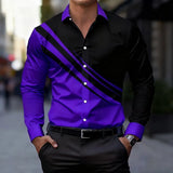 Riolio  Men's Color Block Striped Long Sleeve Button Up Shirt Green Black Contrast Casual Dress Shirt