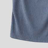 Riolio  Men T Shirt Solid Color Short Sleeve Pleated Casual Male Tee Tops Summer Loose Streetwear Fashion Leisure Men Clothing