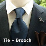 Riolio  2pcs Neck Tie Set Classic Solid Brown Green Neckties Casual Business Retro Ties Brooches Wedding Party Suit Accessories Cravat