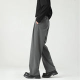 Riolio  Autumn New Men's Black Gray Suit Pants Loose Straight Drape Solid Color Elastic Business Work Casual Trousers Fashion Clothing