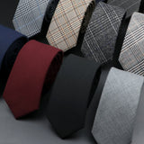 Riolio  Mens Classic Cotton Ties High Quality Handmade Skinny 6CM Neck Tie Plaid Solid Color Striped Narrow Business Shirt Accessories
