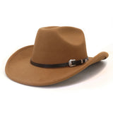 Riolio  Vintage Western Cowboy Hat with Black Belt Men's Felt Fedora Hat Women Jazz Cowgirl Cap Cloche Church Sombrero Hombre Caps