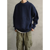 Riolio Heavy Japanese Sweater Loose Round Neck Pullover Fashionable High-end Red Sweater Men Women's Inner Base Knitted Sweater Chic