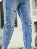 Riolio  Men's Light Blue Ripped Washed Slim - Fit Jeans, Trendy Street Tapered Pants